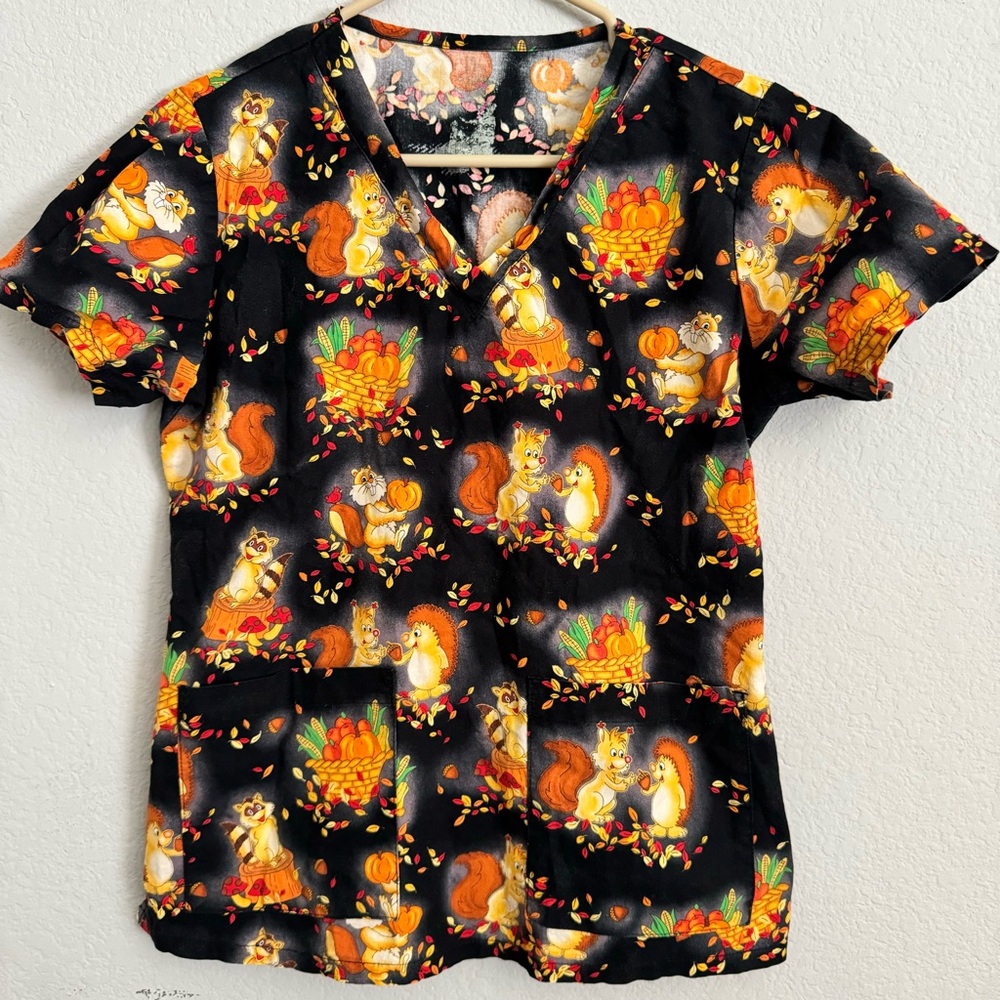 S Fall harvest 100% cotton scrub top